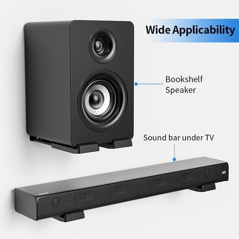 ETHU Universal Sound Bar Mounts Under TV, Heavy-Duty Soundbar Wall Mount with 44 LBS Capacity, Under TV Sound Bar Mount with Adjustable Hooks for 4"-7" Depth Soundbars, Space Saving Design in Saudi Arabia