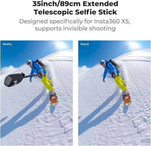 K&F Concept Upgrade Magnetic Quick Release Foldable Selfie Stick Compatible with Insta360 X5, 89cm/35inch Aluminum Alloy Extension Invisible Pole, Adjustable Handle Grip with Safety Lock for X4 Air in Saudi Arabia