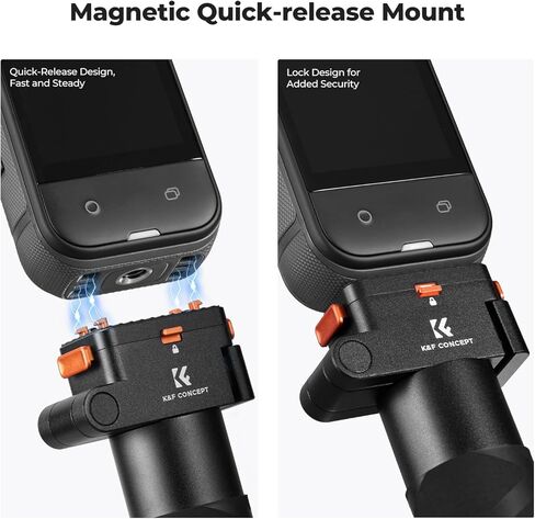 K&F Concept Upgrade Magnetic Quick Release Foldable Selfie Stick Compatible with Insta360 X5, 89cm/35inch Aluminum Alloy Extension Invisible Pole, Adjustable Handle Grip with Safety Lock for X4 Air in Saudi Arabia