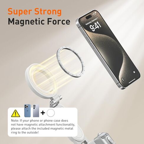 AMAZEAR Phone Camera Grip with Selfie Stick Tripod, Cellphone Accessories with Detachable Wireless Shutter Button for iPhone 16 17 Pro Max, Comfort Ergonomic Smartphone Handle Holder, White in Saudi Arabia