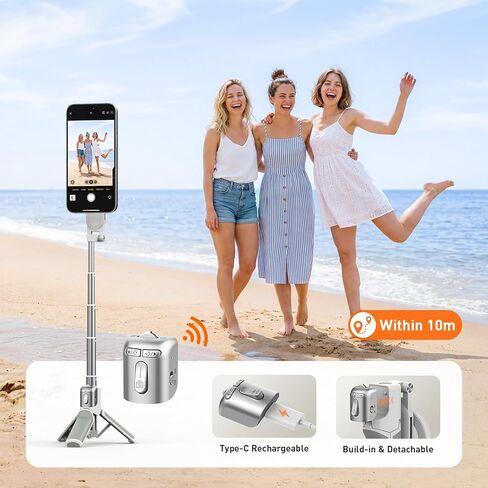 AMAZEAR Phone Camera Grip with Selfie Stick Tripod, Cellphone Accessories with Detachable Wireless Shutter Button for iPhone 16 17 Pro Max, Comfort Ergonomic Smartphone Handle Holder, White in Saudi Arabia