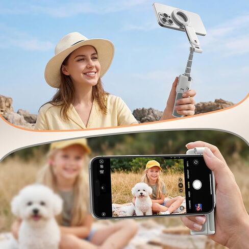 AMAZEAR Phone Camera Grip with Selfie Stick Tripod, Cellphone Accessories with Detachable Wireless Shutter Button for iPhone 16 17 Pro Max, Comfort Ergonomic Smartphone Handle Holder, White in Saudi Arabia