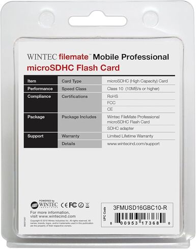 بطاقة Wintec Filemate سعة 16 جيجابايت من الفئة الاحترافية 10 microSDHC in Saudi Arabia