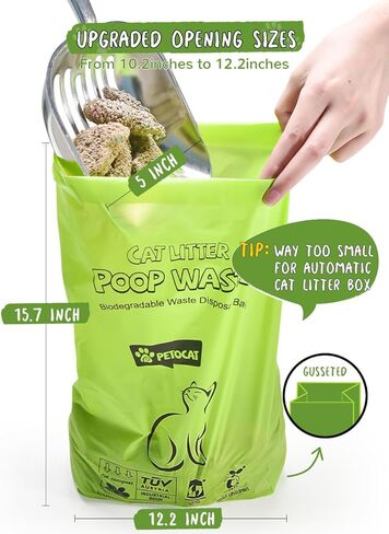 Cat Litter Bags for Poop Biodegradable Cat Waste Disposal Bag Leakproof Durable and Unscented Large to Fit Any Scoop Strengthen Dog Poop Bag- 100 Count in Saudi Arabia