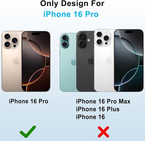 حافظة بمشبك حزام متوافقة مع حافظة iPhone 16 Pro Defender مع حامل دوار 360 درجة - حماية شديدة التحمل ضد السقوط والصدمات، أسود in Kuwait