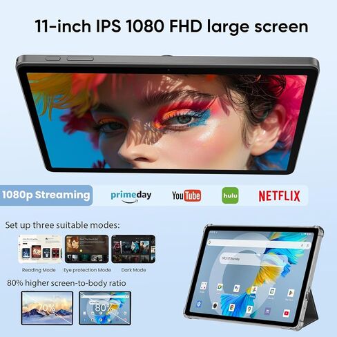 Tablet 11 Inch, Android 16, 32GB RAM+256GB Octa-Core, 8000mAh Battery, 1280 * 800 Touch Screen, 5+8MP Dual HD Camera (Black Case and Keyboard) in Saudi Arabia