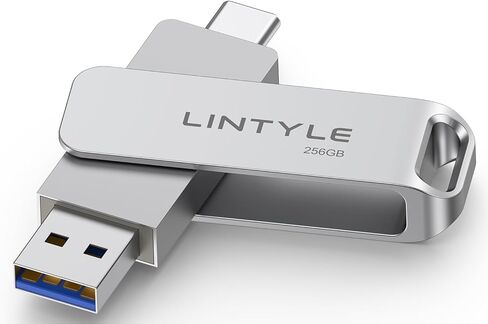 محرك أقراص فلاش SSD خارجي بسعة 128 جيجابايت، حتى 450 ميجابايت/ثانية، USB 3.2 Gen1، ثنائي النوع C وUSB A، تصميم دوار معدني، محرك أقراص SSD خارجي لأجهزة iPhone وAndroid وPC وMac والكمبيوتر اللوحي والتلفزيون in Kuwait