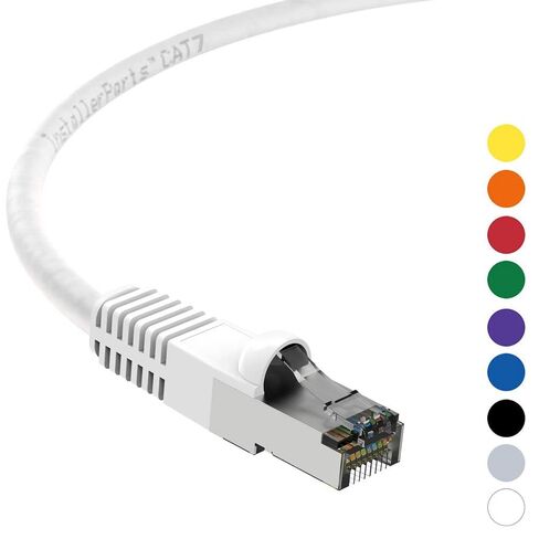 InstallerParts Ethernet Cable CAT7 Cable Shielded (SSTP) Booted 15 FT - White - Professional Series - 10Gigabit/Sec Network/High Speed Internet Cable, 600MHZ in Saudi Arabia