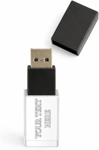 Personalized Crystal USB Flash Drive 32GB USB 3.0 - Cute Custom Flash Drive with Walnut (Crystal) Cap for Wedding Photography Delivery, Unique Gift, Keepsake or Other Photography Clients in Saudi Arabia