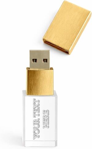 Personalized Crystal USB Flash Drive 32GB USB 3.0 - Cute Custom Flash Drive with Walnut (Crystal) Cap for Wedding Photography Delivery, Unique Gift, Keepsake or Other Photography Clients in Saudi Arabia
