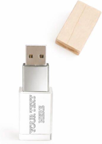 Personalized Crystal USB Flash Drive 32GB USB 3.0 - Cute Custom Flash Drive with Walnut (Crystal) Cap for Wedding Photography Delivery, Unique Gift, Keepsake or Other Photography Clients in Saudi Arabia