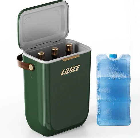 12QT Insulated Cooler with Ice Block, Portable Hard Cooler Small Ice Chest for Camping Picnic, 4 Wine Bottle Carrier Great Gift for Wine Lovers in Saudi Arabia
