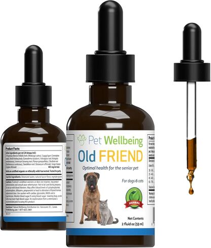 Pet Wellbeing Old Friend for Senior Cats - Natural Support for an Aging Immune System & Joint Mobility in Older Felines - 2oz (89ml) in Kuwait