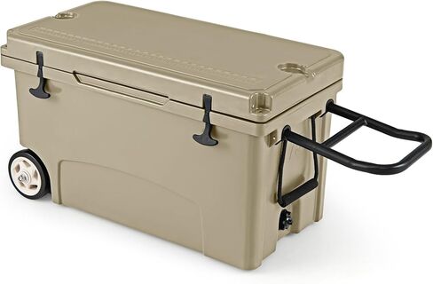 Goplus Cooler with Wheels, Insulated Rolling Hard Coolers Ice Box with 6-Day Ice Retention, Pull Handle, 2 Cup Holders, Fish Ruler, Bottle Opener, Outdoor Portable Ice Chest for Camping, Beach in Saudi Arabia