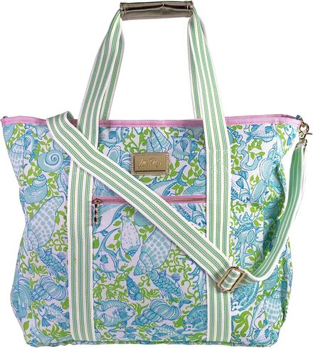 Lilly Pulitzer Beach and Picnic Cooler, Insulated Bag with Adjustable Shoulder Strap and Zipper, Large Soft Cooler for Groceries or Travel (Throw Me a Line) in Saudi Arabia