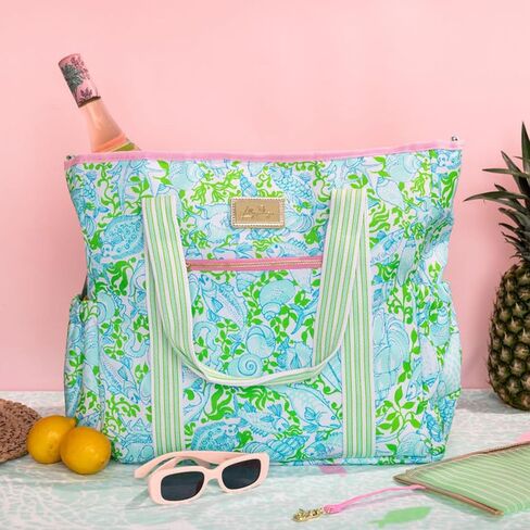 Lilly Pulitzer Beach and Picnic Cooler, Insulated Bag with Adjustable Shoulder Strap and Zipper, Large Soft Cooler for Groceries or Travel (Throw Me a Line) in Saudi Arabia