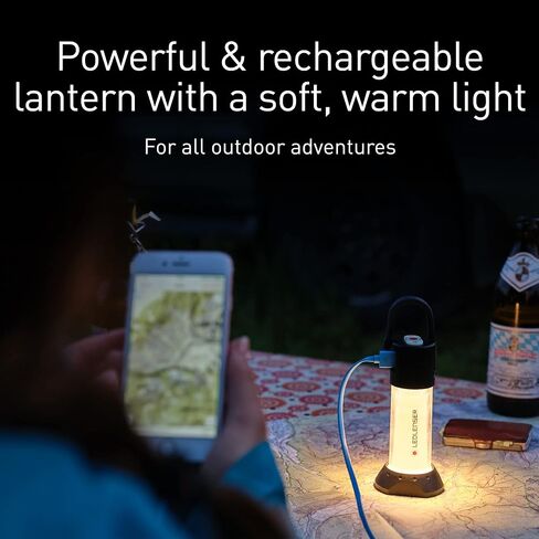 Ledlenser ML6 Lantern - أسود - ضوء USB قابل لإعادة الشحن لبنك الطاقة - تعزيز 750 لومن وتقنية المنشور الصغير لفانوس LED - وقت تشغيل لمدة 240 ساعة مع إخراج أبيض دافئ لإضاءة الخيمة in Kuwait