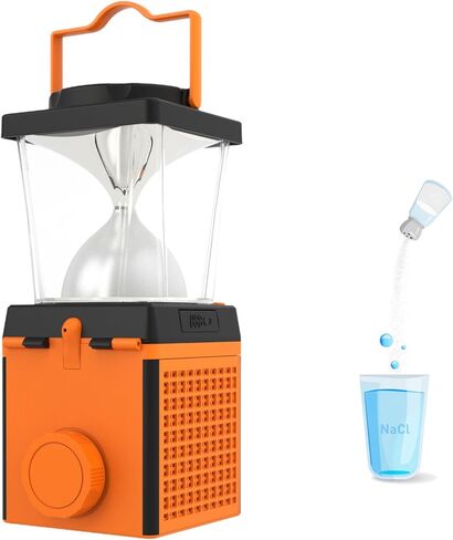 Salt Water Lamp - No Battery Needed, 350LM Brightness, 120-150 Hours Continuous Light, Portable LED Lantern for Fishing, Camping, Yoga & Home Use - FCC, RoHS , CE, Certified in Saudi Arabia