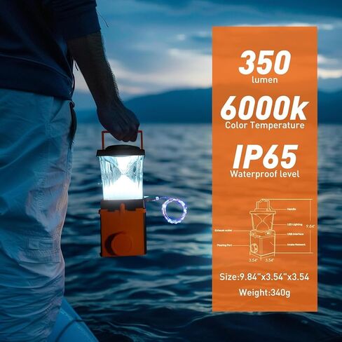 Salt Water Lamp - No Battery Needed, 350LM Brightness, 120-150 Hours Continuous Light, Portable LED Lantern for Fishing, Camping, Yoga & Home Use - FCC, RoHS , CE, Certified in Saudi Arabia