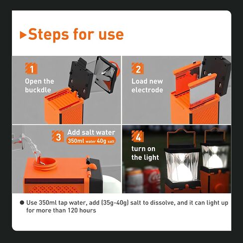 Salt Water Lamp - No Battery Needed, 350LM Brightness, 120-150 Hours Continuous Light, Portable LED Lantern for Fishing, Camping, Yoga & Home Use - FCC, RoHS , CE, Certified in Saudi Arabia