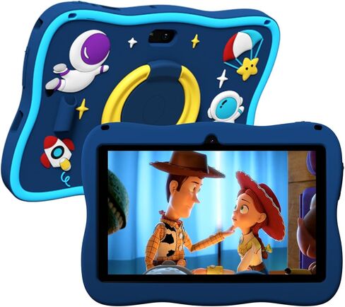 PRITOM 7 inch Kids Tablet, Toddler Tablet with Astronaut-Pattern Case, 32GB ROM, WiFi, Bluetooth, Dual Cameras, Educationl, Games, Parental Control, Kids Software Pre-Installed (Blue) in Saudi Arabia