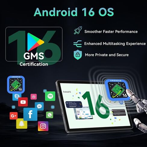 2026 Android 16 Tablet 11 Inch with Gemini AI, 24GB RAM + 256GB ROM /2TB TF, T7250 Octa-Core Processor, 1920x1200 FHD IPS Display, 8000mAh, GPS, Widevine L1, 2-in-1 Tablet with Keyboard Mouse Stylus in Saudi Arabia