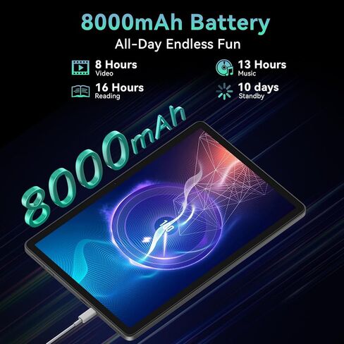 2026 Android 16 Tablet 11 Inch with Gemini AI, 24GB RAM + 256GB ROM /2TB TF, T7250 Octa-Core Processor, 1920x1200 FHD IPS Display, 8000mAh, GPS, Widevine L1, 2-in-1 Tablet with Keyboard Mouse Stylus in Saudi Arabia