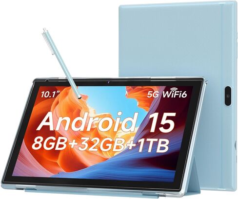 تابلت WUIUHOU مقاس 10.1 بوصة بنظام Android 15، وذاكرة وصول عشوائي 8 جيجابايت وتخزين 32 جيجابايت، وشاشة IPS عالية الدقة، وبطارية 5G WiFi 6,6000 مللي أمبير في الساعة، وكاميرا مزدوجة لمكالمات الفيديو، وعلامة تبويب مع حافظة وقلم لمس للكمبيوتر اللوحي للعمل/الد in Kuwait