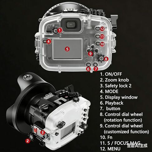 130ft/40 متر تحت الماء هيكل الكاميرا لسوني ألفا FX3 ILME-FX3 FX30 ILME-FX30 + WA005 6 بوصة قبة ميناء عدة + سوني FE 28 16-35 GM Gear in Kuwait
