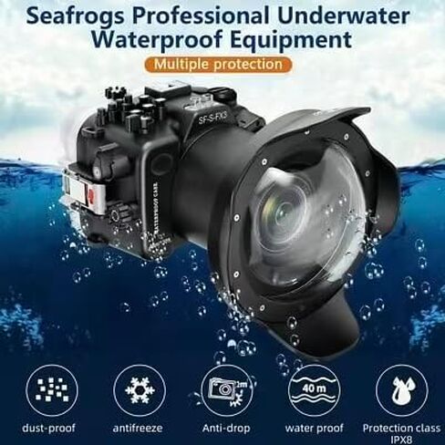 130ft/40 متر تحت الماء هيكل الكاميرا لسوني ألفا FX3 ILME-FX3 FX30 ILME-FX30 + WA005 6 بوصة قبة ميناء عدة + سوني FE 28 16-35 GM Gear in Kuwait