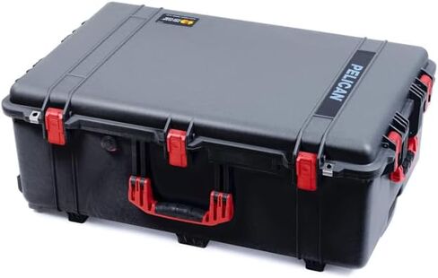 Black Pelican 1650 Large case with Red handles & push button latches. Comes with dividers & mesh lid organizer. in Saudi Arabia
