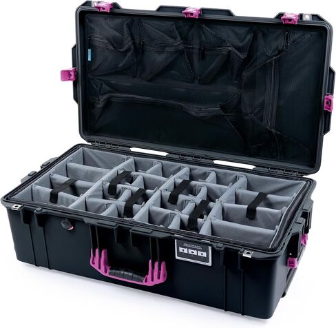 Black Pelican 1615 Air case with Magenta Handles & latches. Comes with grey Padded dividers & mesh lid organizer. in Saudi Arabia