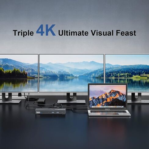 محطة إرساء WAVLINK USB C 3 شاشات، محطة إرساء DisplayLink 12 في 1 مع 100 واط PD شحن USB C Hub ثلاثي 4K@60 هرتز HDMI+DP جيجابت إيثرنت 5 جيجابت في الثانية USB 3.0 صوت لـ Dell/HP/Lenovo/MacBook Neo in Saudi Arabia