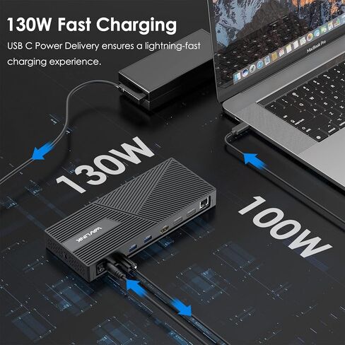 محطة إرساء WAVLINK USB C 3 شاشات، محطة إرساء DisplayLink 12 في 1 مع 100 واط PD شحن USB C Hub ثلاثي 4K@60 هرتز HDMI+DP جيجابت إيثرنت 5 جيجابت في الثانية USB 3.0 صوت لـ Dell/HP/Lenovo/MacBook Neo in Saudi Arabia