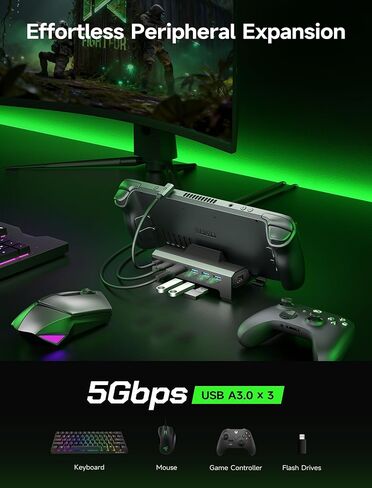 محطة إرساء JSAUX 4K@120 هرتز لـ ROG Xbox Ally X/Xbox Ally/Steam Deck OLED/Legion Go 2، منصة Steam Deck 6 في 1 مع HDMI 2.1، Gigabit Ethernet، 3 USB 3.0، محور شحن 100 واط لـ ROG Ally/Ally X-HB0612 in Saudi Arabia