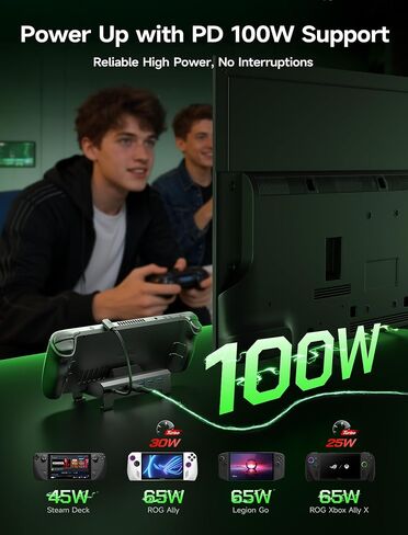 محطة إرساء JSAUX 4K@120 هرتز لـ ROG Xbox Ally X/Xbox Ally/Steam Deck OLED/Legion Go 2، منصة Steam Deck 6 في 1 مع HDMI 2.1، Gigabit Ethernet، 3 USB 3.0، محور شحن 100 واط لـ ROG Ally/Ally X-HB0612 in Saudi Arabia