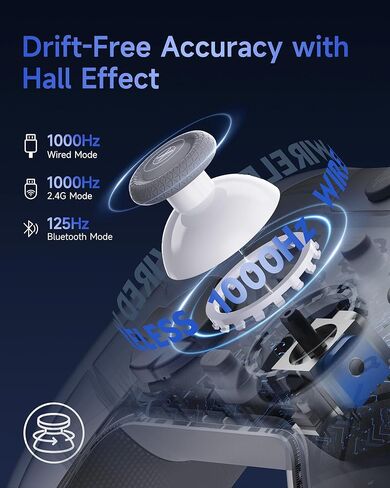 وحدة تحكم ألعاب الكمبيوتر اللاسلكية EasySMX X05Pro مع قاعدة شحن ذكية - أزرار هادئة كاملة، مشغلات خطية مزدوجة المرحلة، لوحة D بـ 8 اتجاهات، أزرار قابلة للبرمجة، عصا تحكم بتأثير هول، عمر بطارية طويل 1000 مللي أمبير في الساعة، معدل اقتراع 1000 هرتز، متوافق م in Kuwait