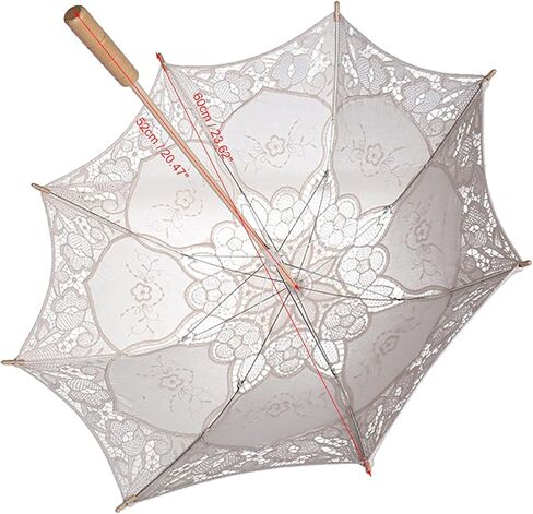 Lace Umbrella Vintage Wedding Bridal Elegant Stylish Cotton Cloth Parasol Sun Umbrella for Wedding Party Decoration Photography Accessories (Milk White2) in Saudi Arabia