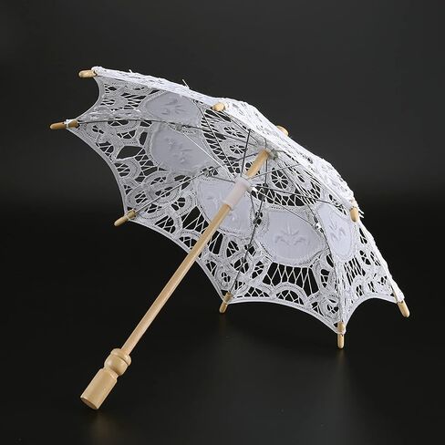 Lace Umbrella Vintage Wedding Bridal Elegant Stylish Cotton Cloth Parasol Sun Umbrella for Wedding Party Decoration Photography Accessories in Saudi Arabia