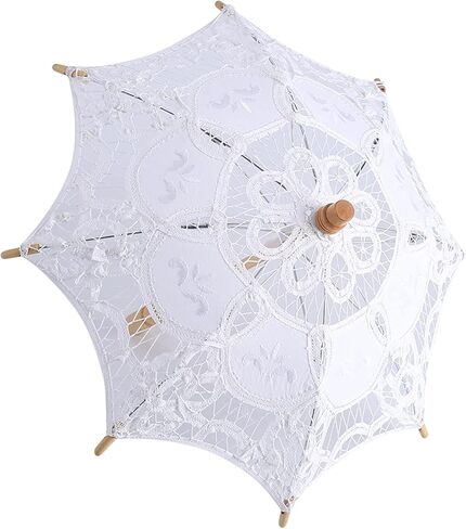 Lace Umbrella Vintage Wedding Bridal Elegant Stylish Cotton Cloth Parasol Sun Umbrella for Wedding Party Decoration Photography Accessories in Saudi Arabia