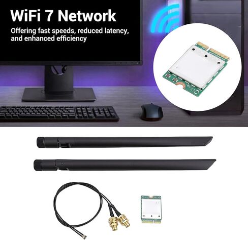 Yoidesu Triple Band M.2 WiFi 7 Card, WiFi 7 Wireless Card 5.8Gbps High Speed M.2 with 4K QAM & Dual Antennas for W 11 Laptops and Desktops in Saudi Arabia