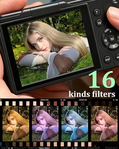 كاميرا رقمية 4K للتصوير الفوتوغرافي، كاميرا تسجيل فيديو بدقة 64 ميجابكسل لليوتيوب مع شاشة قلاب 180 درجة، كاميرا فيديو بتركيز تلقائي فائق الدقة 18X، مدمجة مع بطاقة Micro SD سعة 32 جيجابايت للمراهقين والأولاد والبنات والمبتدئين in Kuwait