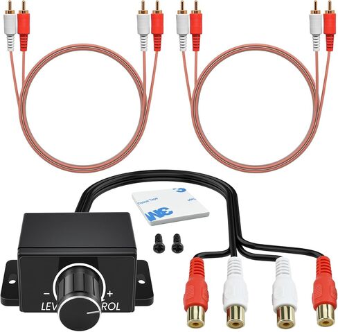 3 قطع وحدة تحكم مستوى RCA عالمية مع كابلات صوت | مقبض التحكم في صوت السيارة | كابلات ستيريو RCA | للدراجات النارية، المسرح المنزلي، مكبرات الصوت in Kuwait