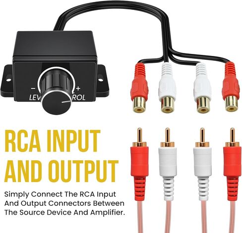 3 قطع وحدة تحكم مستوى RCA عالمية مع كابلات صوت | مقبض التحكم في صوت السيارة | كابلات ستيريو RCA | للدراجات النارية، المسرح المنزلي، مكبرات الصوت in Kuwait