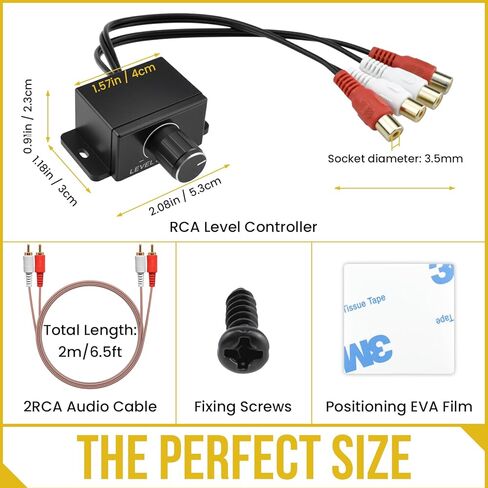 3 قطع وحدة تحكم مستوى RCA عالمية مع كابلات صوت | مقبض التحكم في صوت السيارة | كابلات ستيريو RCA | للدراجات النارية، المسرح المنزلي، مكبرات الصوت in Kuwait