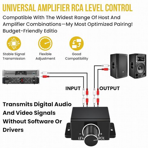 3 قطع وحدة تحكم مستوى RCA عالمية مع كابلات صوت | مقبض التحكم في صوت السيارة | كابلات ستيريو RCA | للدراجات النارية، المسرح المنزلي، مكبرات الصوت in Kuwait
