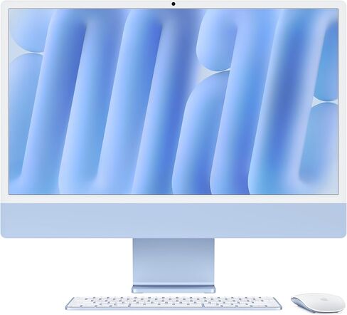 Apple iMac 2024 مع شريحة Apple M4 مع وحدة معالجة مركزية 8 النواة ووحدة معالجة رسومات 8 النواة (24 بوصة، ذاكرة الوصول العشوائي 24 جيجابايت، تخزين SSD 512 جيجابايت) (QWERTY English) أزرق (متجدد) in Kuwait
