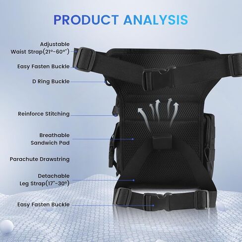 Hiking Waist Packs, Adjustable Mens Fanny Pack, Waterproof Belt bags, Drop Leg Bag, for Camping, Tactical,Cycling in Saudi Arabia