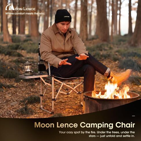 كرسي تخييم MOON LENCE Director، عالي التحمل، كرسي قابل للطي محمول كبير الحجم مع طاولة جانبية للشاطئ وصيد الأسماك والنزهة والحديقة والمناسبات الخارجية in Kuwait