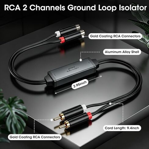 RCA Ground Loop Isolator Noise Filter Gold Coating RCA Connectors Aluminum Shell Plug& Play Hum Eliminator for Home, Car, Retro Games, TVs VCRs, camcorders & Mixers in Saudi Arabia